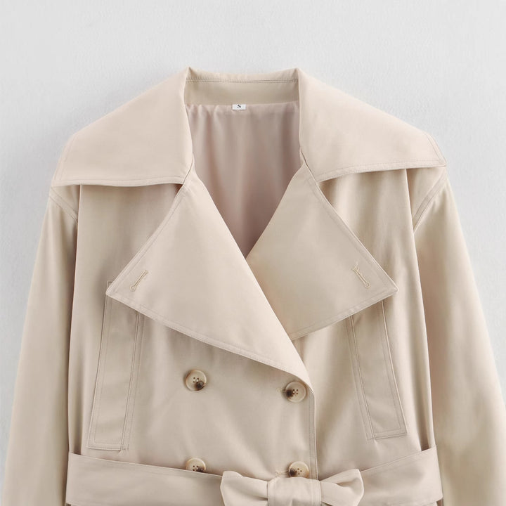 Damen modische cropped Trenchjacke mit eleganten Knopfdetails und Gürteldetail Drune