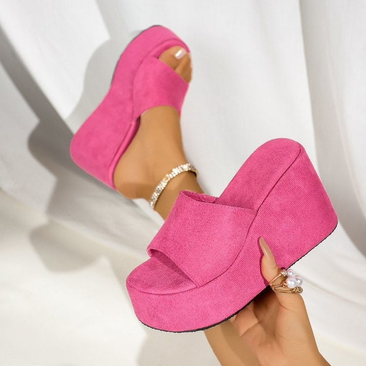 Damen Plateau-Sandalen mit transparentem Riemen und rutschfester Sohle Drune