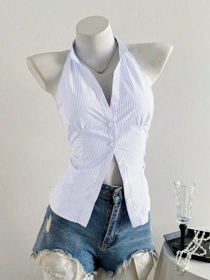 Damen Haltertop mit elegantem Streifenmuster Drune