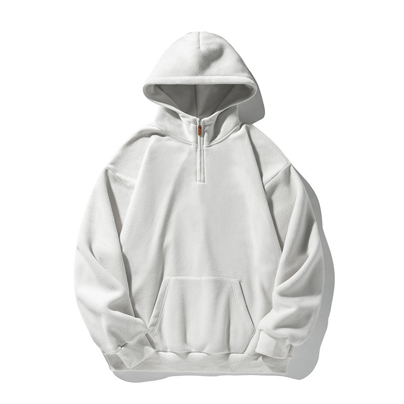 Unisex Thermo-Fleece-Hoodie im Boxy-Schnitt mit Halbzip und Kängurutasche Drune