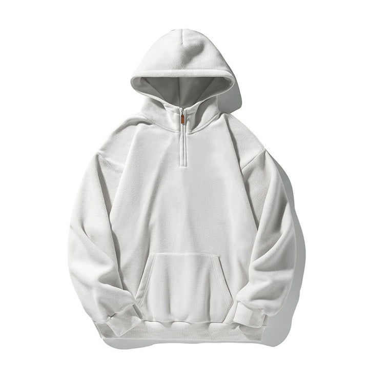 Unisex Thermo-Fleece-Hoodie im Boxy-Schnitt mit Halbzip und Kängurutasche Drune