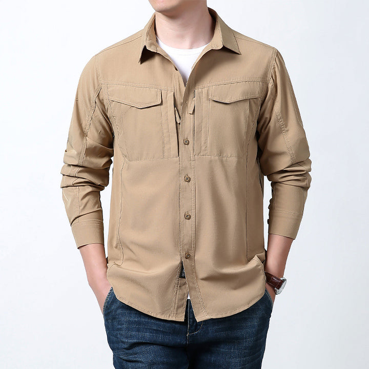Herren nan leichtes Utility-Hemdjacke mit Brustklappen, Reißverschlusstasche und stretchigem Funktionsgewebe Drune