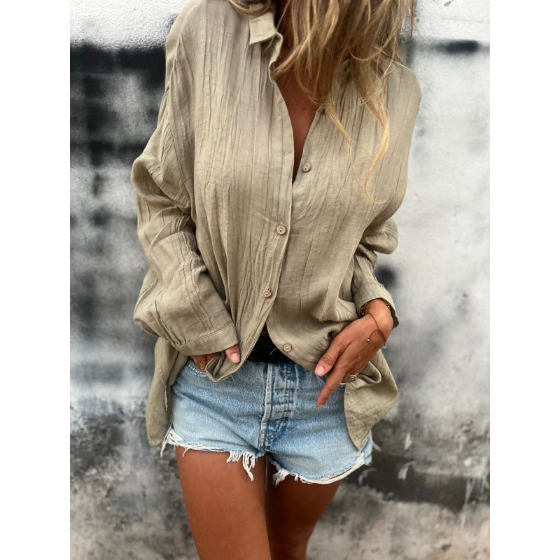 Damen lässige Bluse im Oversized-Stil mit Knopfdetails Drune