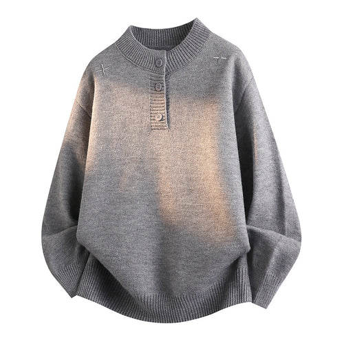 Damen Bequemer Strickpullover mit Knopfleiste Drune