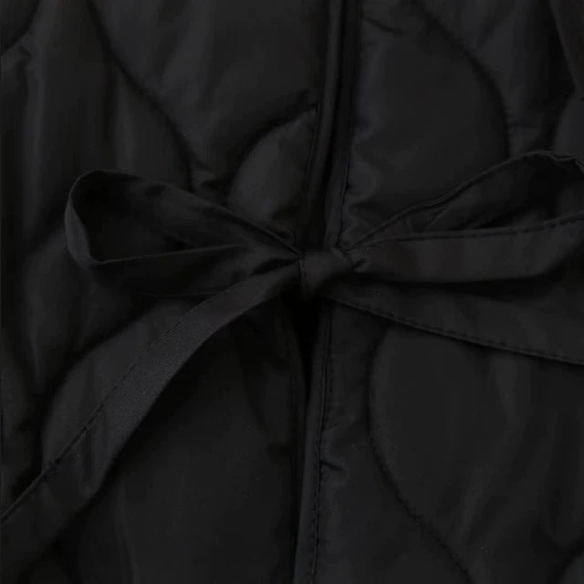 Damen Gequiltete Steppjacke mit Bindebändern und Rundhalsausschnitt Drune