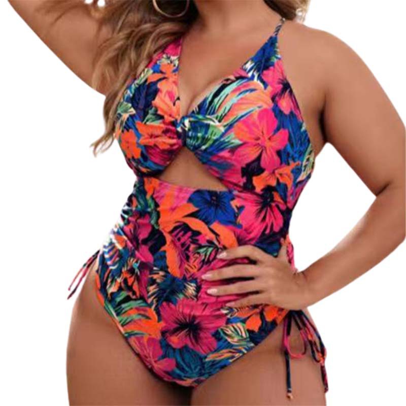 Damen Cut-Out Badeanzug mit floralen Akzenten Drune