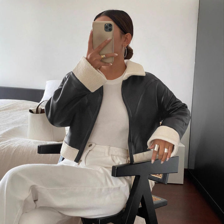 Damen modische Lederjacke
