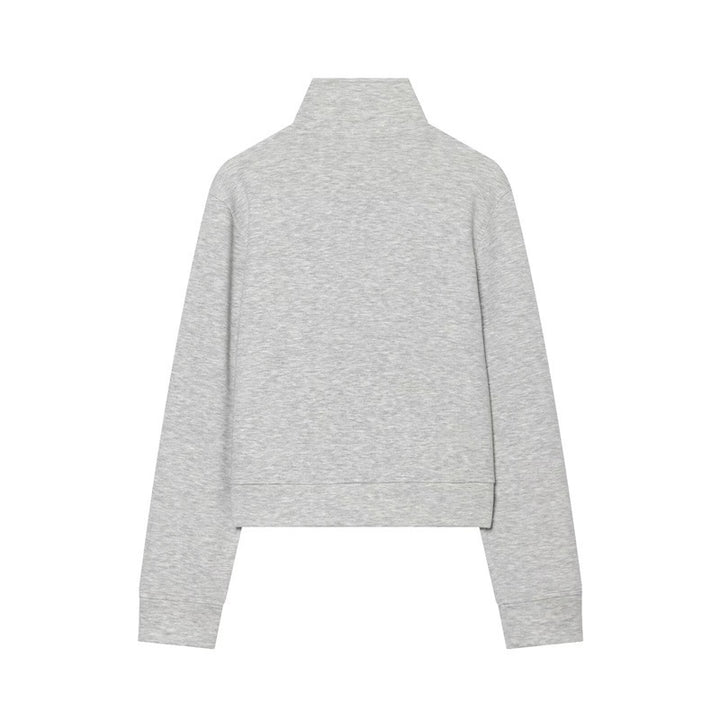 Damen Cropped Sweatjacke im Military-Look mit Stehkragen und Zierknopfreihe Drune