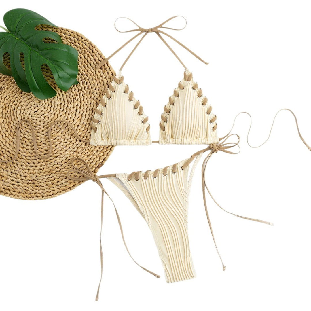 Damen Triangel-Bikini mit raffinierten Schnürdetails und moderner Rippstruktur Drune