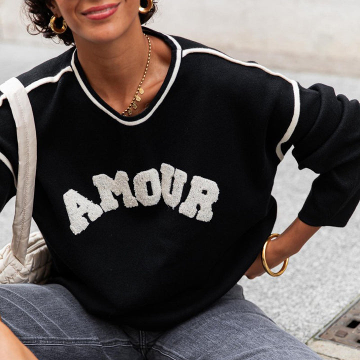 Damen lässiger Sweatshirt mit auffälligem Schriftzug Drune