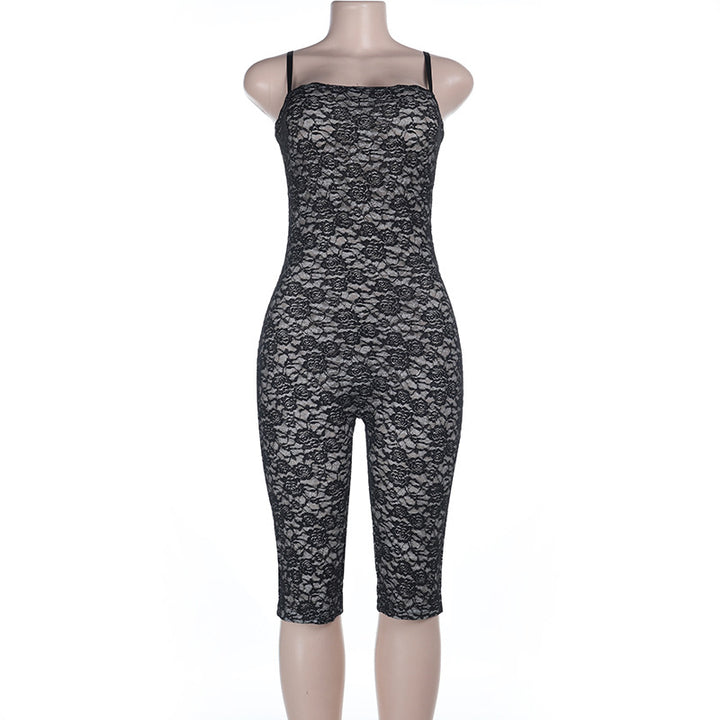 Damen Spitzen-Jumpsuit mit figurformendem Schnitt und verstellbaren Trägern Drune