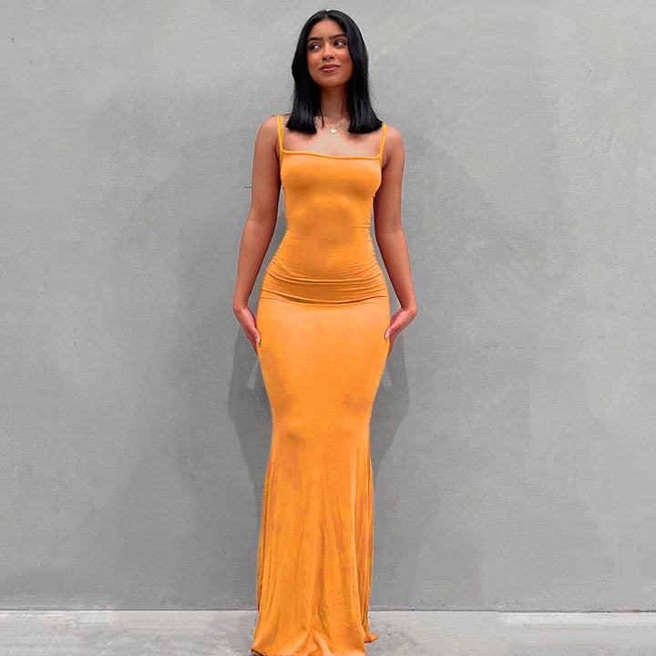 Damen Körperbetontes Maxi‑Jerseykleid mit taillierter Drapierung, langen Ärmeln und ausgestelltem Saum Drune