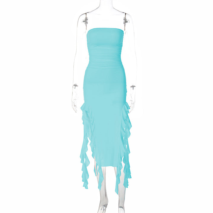 Damen Wickelkleid mit Rüschen und figurformendem Schnitt Drune