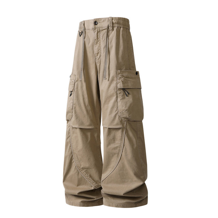 Herren Weit geschnittene Utility-Cargo-Hose mit Mehrfach-Taschen und verstellbarem Bund Drune