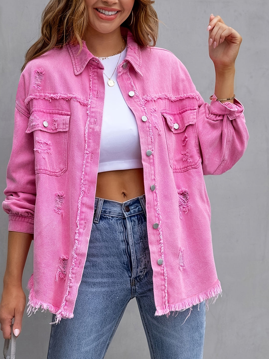 Weite Jeansjacke aus Baumwolle