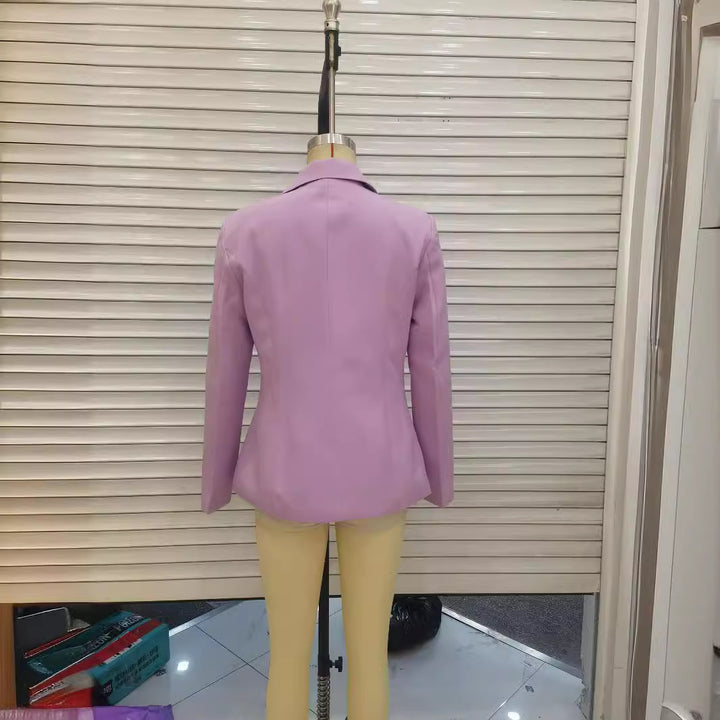Damen nan taillierter Blazer mit Kellerfalten und Ein-Knopf-Verschluss Drune