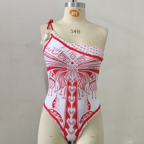 Damen Einseitiger Badeanzug mit verspieltem Design Drune