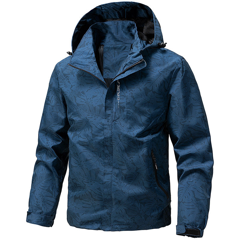 Herren Leichte Outdoor-Jacke mit Kapuze und Print Drune