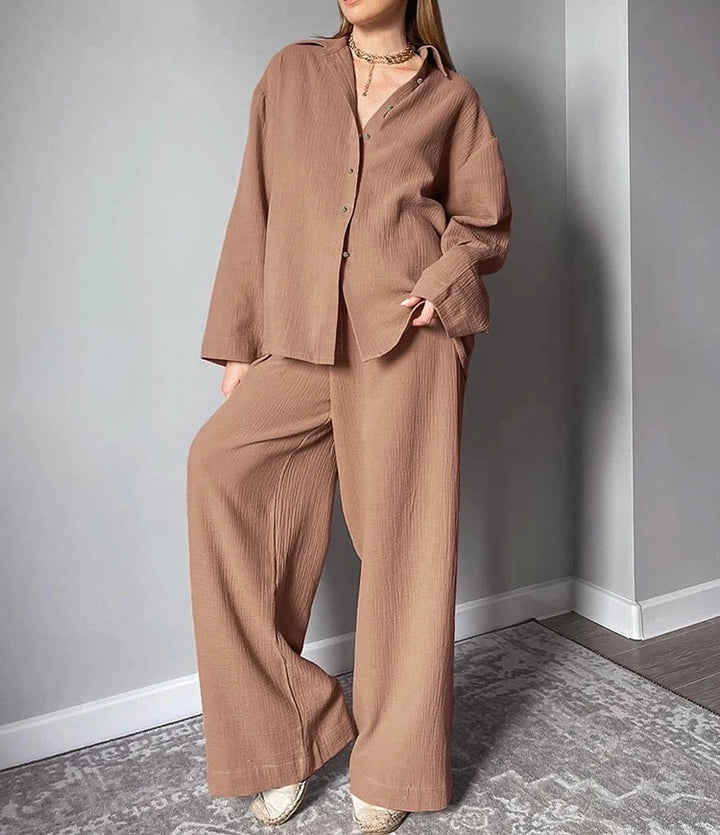 Damen Relaxed Fit Strukturierter Koordinierter Satz Drune