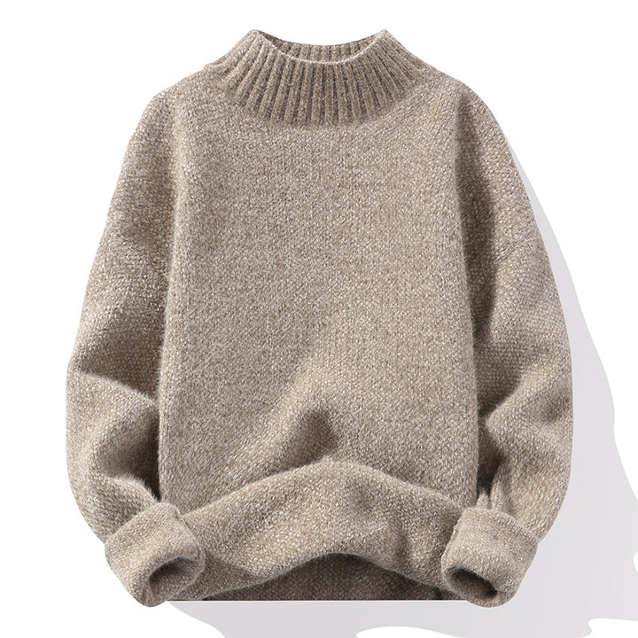 Herren Oversize-Feinstrickpullover mit hohem geripptem Kragen und melierter Struktur Drune