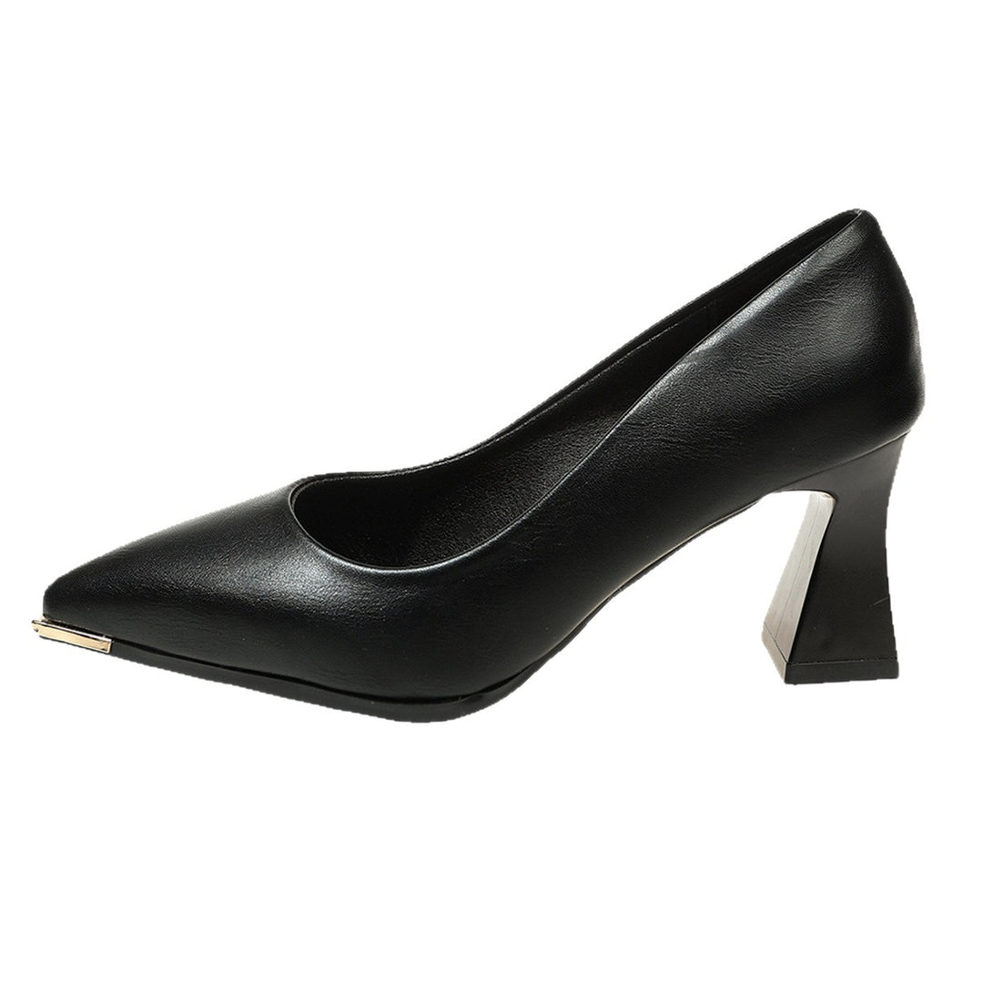 Damen Spitz zulaufende Pumps mit skulpturiertem Blockabsatz und Metallkappe Drune