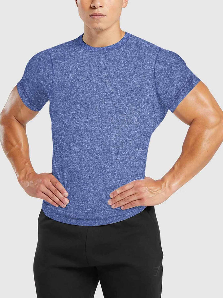 Herren nan tailliertes Rundhals-Leistungsshirt mit elastischem Seitenkeil und flachen Nähten Drune