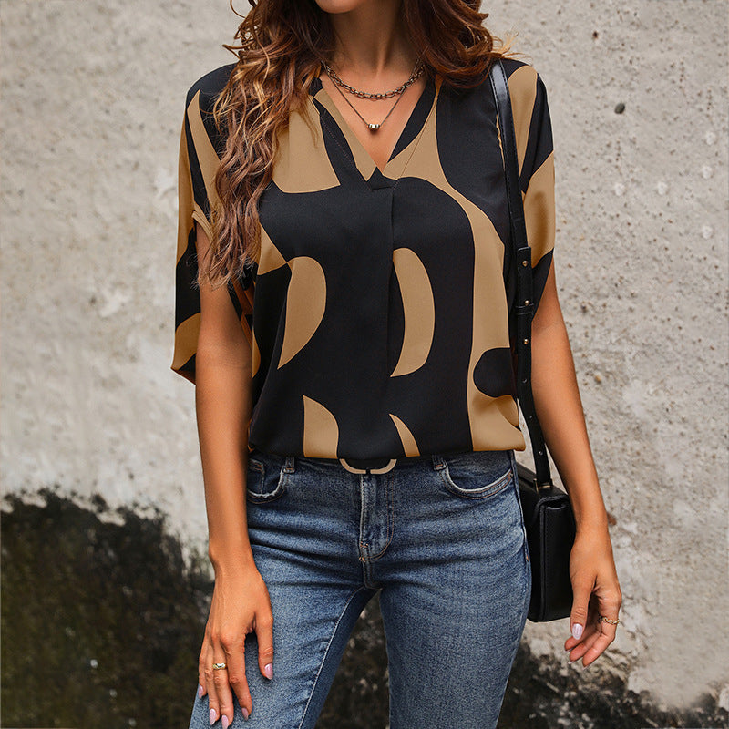 Damen Bluse mit modernem Grafikdesign und lockerer Passform Drune