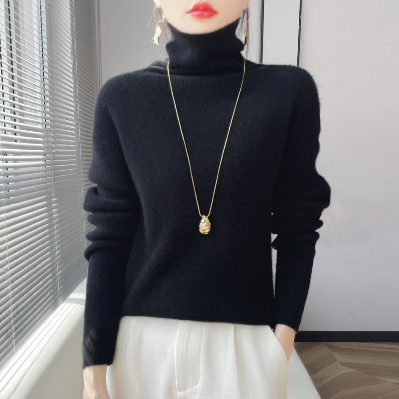 Damen Kurz geschnittener Rollkragenpullover aus weichem Kaschmir-Blend mit schmaler Silhouette Drune