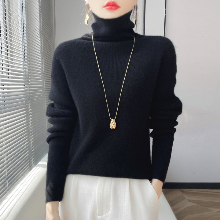 Damen Kurz geschnittener Rollkragenpullover aus weichem Kaschmir-Blend mit schmaler Silhouette Drune