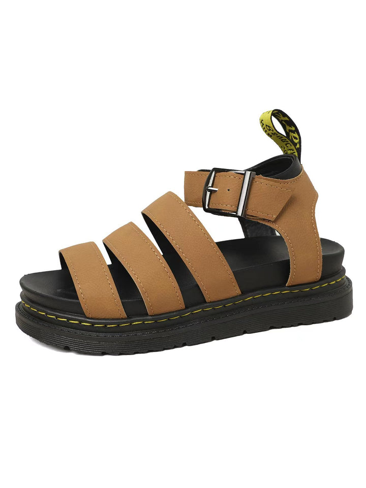 Damen modische Riemensandalen mit verstellbarem Verschluss und robustem Profil Drune