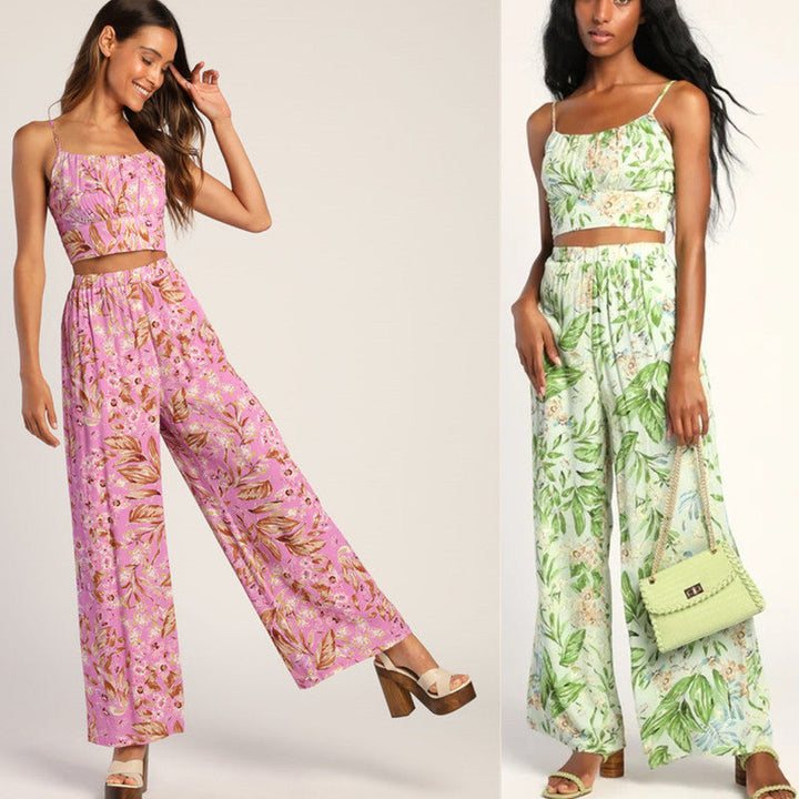 Damen luftiges Sommeroutfit mit floralem Print Drune