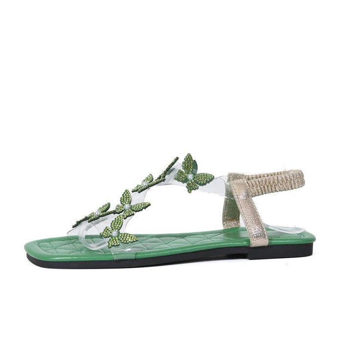 Damen Elegante Sandalen mit funkelnden Schmetterlingsapplikationen Drune