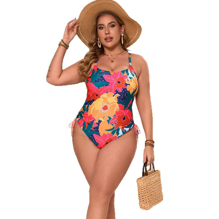 Damen Einteiler Badeanzug mit floralem Design und verstellbaren Trägern Drune
