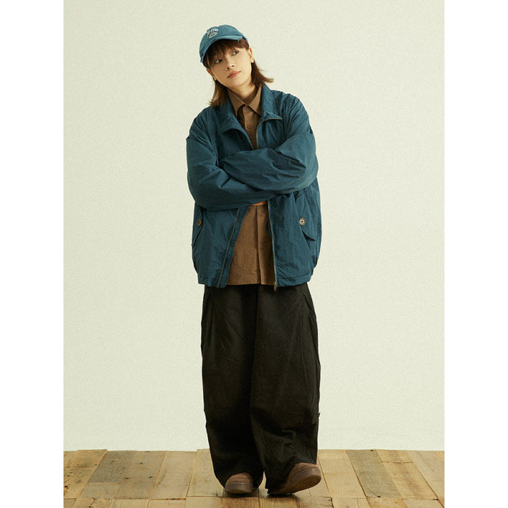 Herren Weite Baggy-Cargo-Hose mit Faltendetails und elastischem Bund Drune