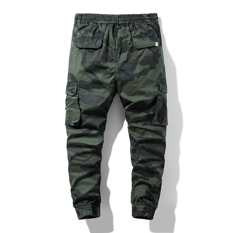 Herren Camouflage-Utility-Cargohose im Joggerstil mit Tunnelzugbund und verstärkten Kniepartien Drune