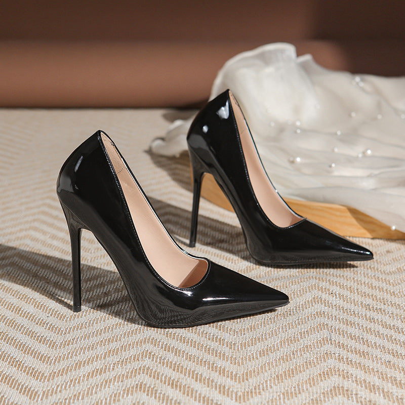 Damen Elegante spitz zulaufende Lackpumps mit extra hohem Stilettoabsatz Drune