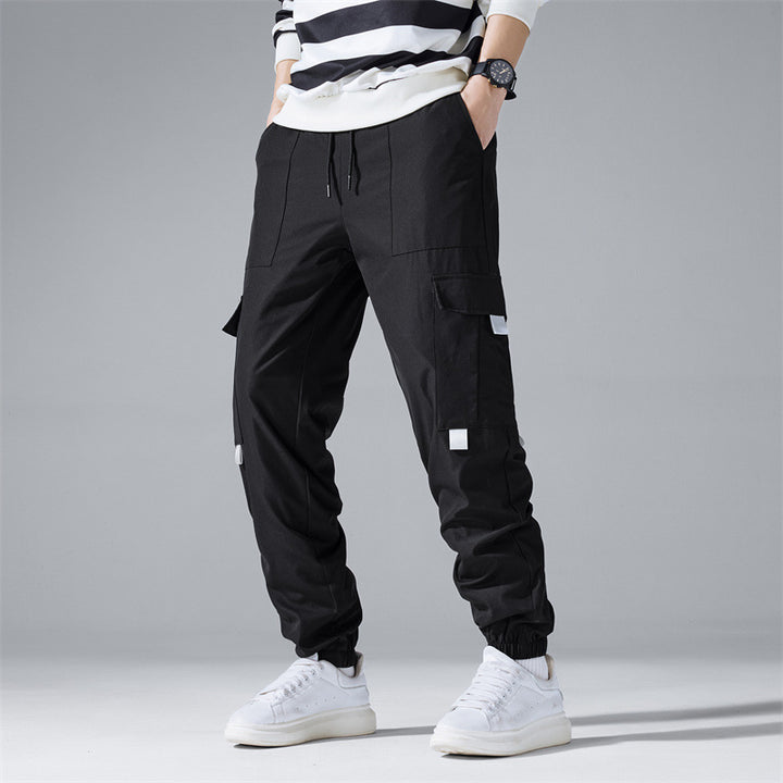 Herren Utility-Cargohose im Joggerstil mit Tunnelzugbund, elastischen Beinabschlüssen & Mehrfachtaschen Drune