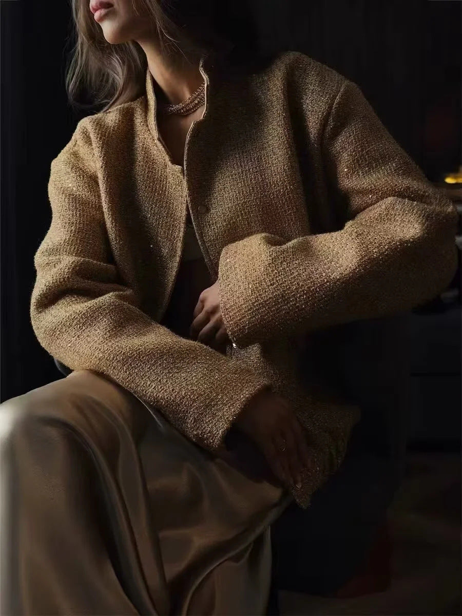 Drune | Gold Pailletten Stehkragenjacke