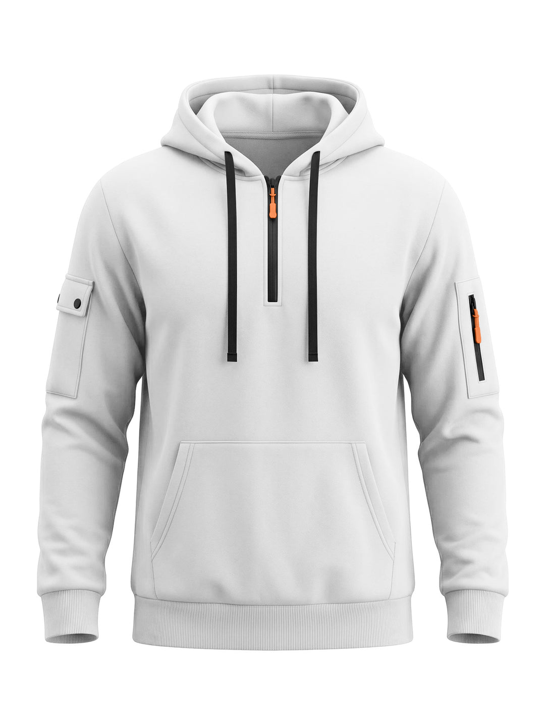 Herren Kapuzenpullover mit halbem Reißverschluss und Utility-Ärmeltasche Drune