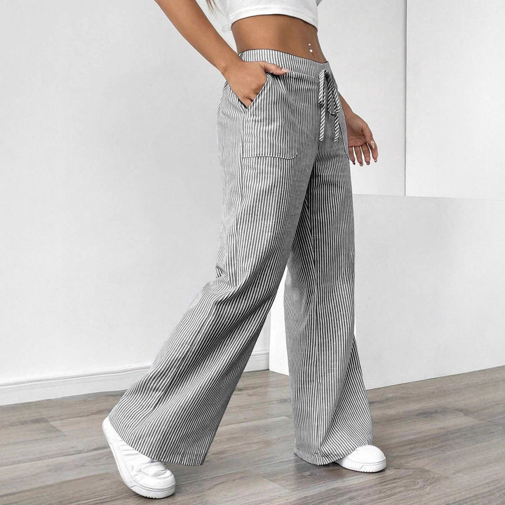 Damen nan weite Baumwoll-Loungehose mit Tunnelzug und Seitentaschen Drune