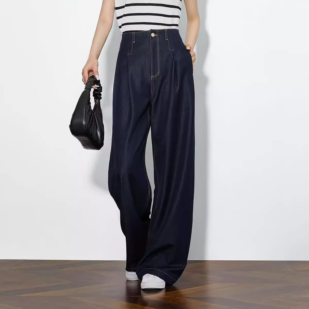 Damen Elegante Hohe Taillierte Wide-Leg Jeans Drune