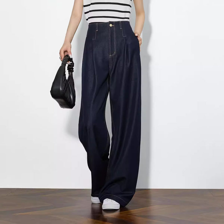 Damen Elegante Hohe Taillierte Wide-Leg Jeans Drune