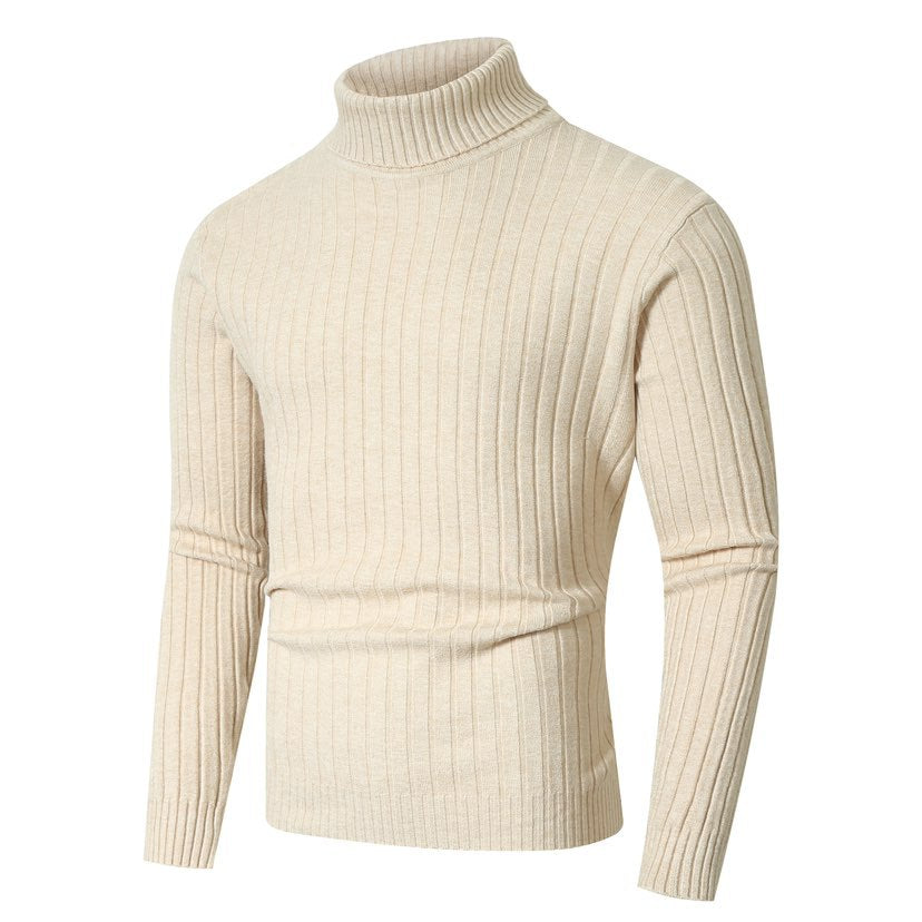 Herren Figurbetonter Rippenstrick‑Rollkragenpullover mit Stretch‑Feinstrick Drune