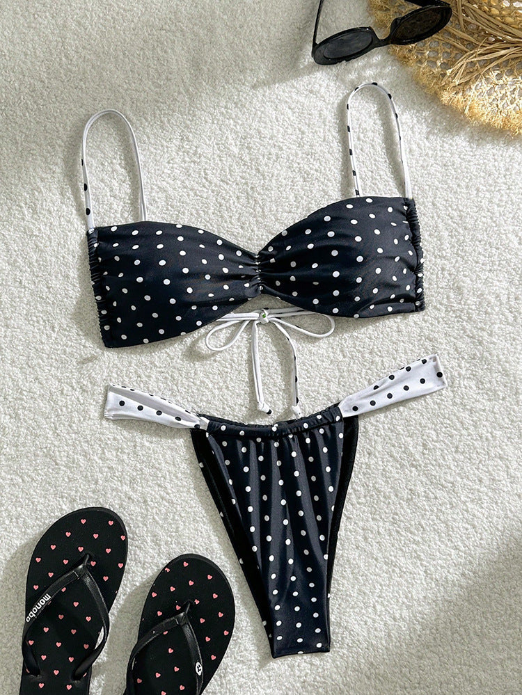 Damen Bandeau-Bikini-Set mit Punkten Drune