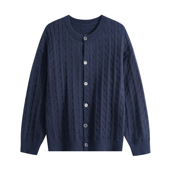 Damen Grobstrick-Cardigan mit Zopfmuster, Rundhalsausschnitt & durchgehender Knopfleiste Drune
