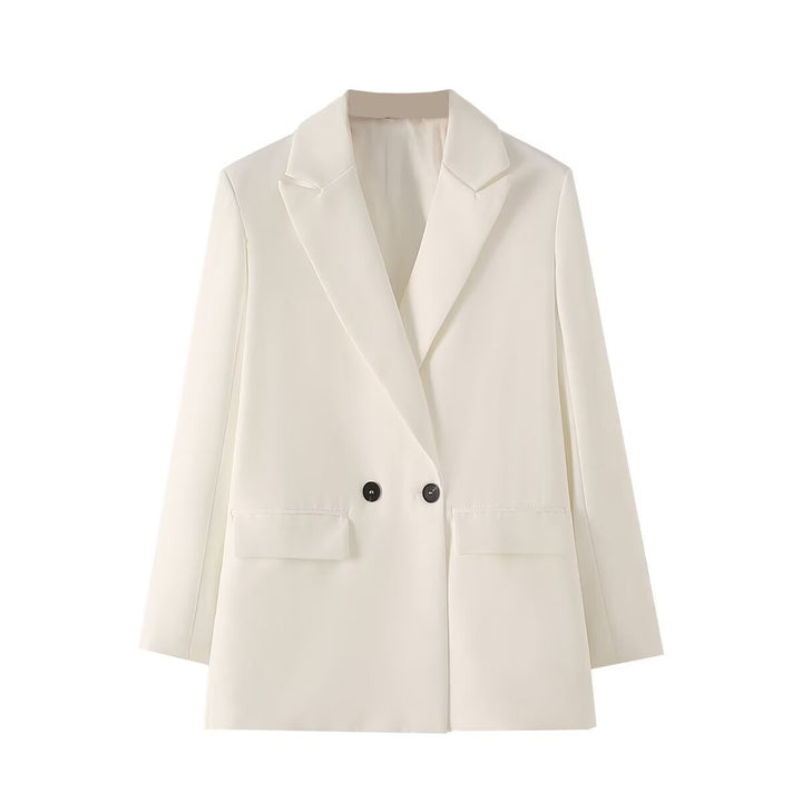 Damen Langer Oversize-Blazer mit markantem Revers, Pattentaschen und leichter Schulterpolsterung Drune