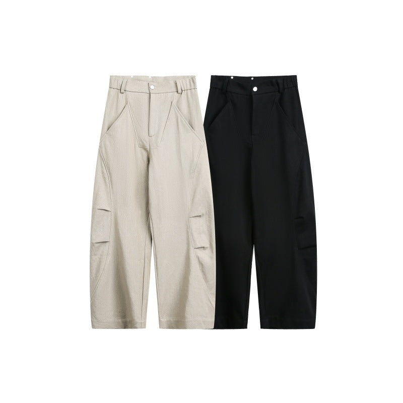 Unisex Weite Cropped-Cargohose mit hoher Taille und Utility-Taschen Drune