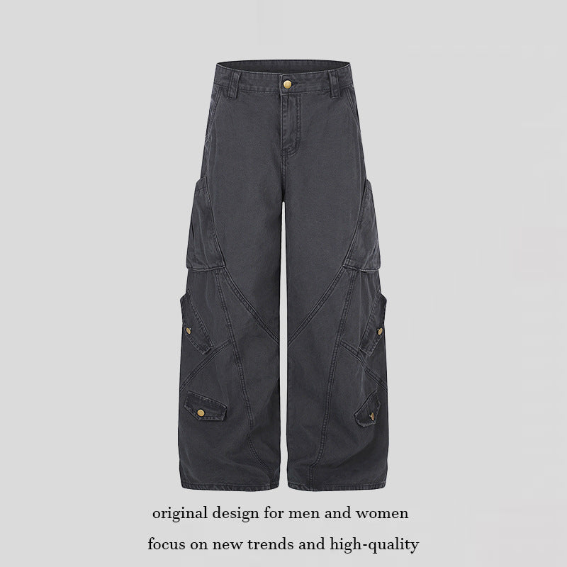 Damen Weite High‑Waist Cargo‑Culottehose mit Multi‑Taschen Drune