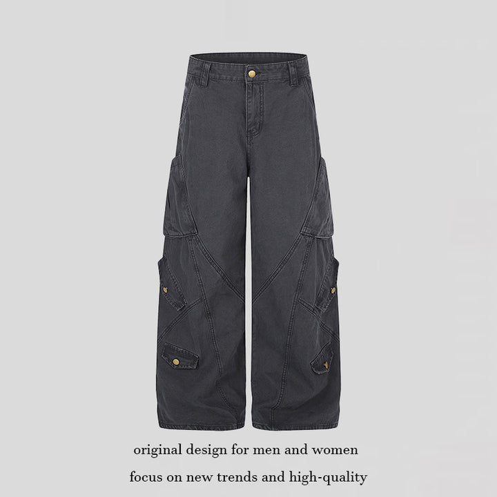 Damen Weite High‑Waist Cargo‑Culottehose mit Multi‑Taschen Drune
