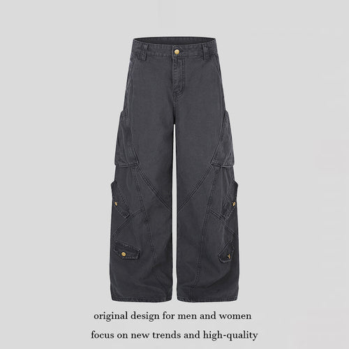 Damen Weite High‑Waist Cargo‑Culottehose mit Multi‑Taschen Drune